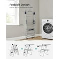 thumbnail image 3 of XPOPR Clothes Drying Rack, Foldable 2-Level Laundry Drying Rack, Free-Standing Laundry Airer, with Height-Adjustable Wings, 33 Drying Rails, Sock Clips, Silver and Blue, 3 of 7