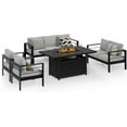 thumbnail image 6 of Heynemo Outdoor Furniture Set w/CSA Certified 54in Propane Gas Fire Pit Table, 7 Seats Aluminum Patio Conversation Sofa with 5in Olefin Cover Cushions, Black/Light Gray, 6 of 9