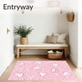 thumbnail image 3 of ODIKA 6'x9' Machine Washable Non-Slip Area Rug, Kawaii Bunny Cartoon Clouds Interlocking Motif High Traffic Rug, Pink, 720570, 3 of 7