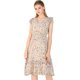 thumbnail image 1 of Vestido de volantes fruncidos con cuello en V y mangas con volantes florales para mujer Beige S, 1 of 6