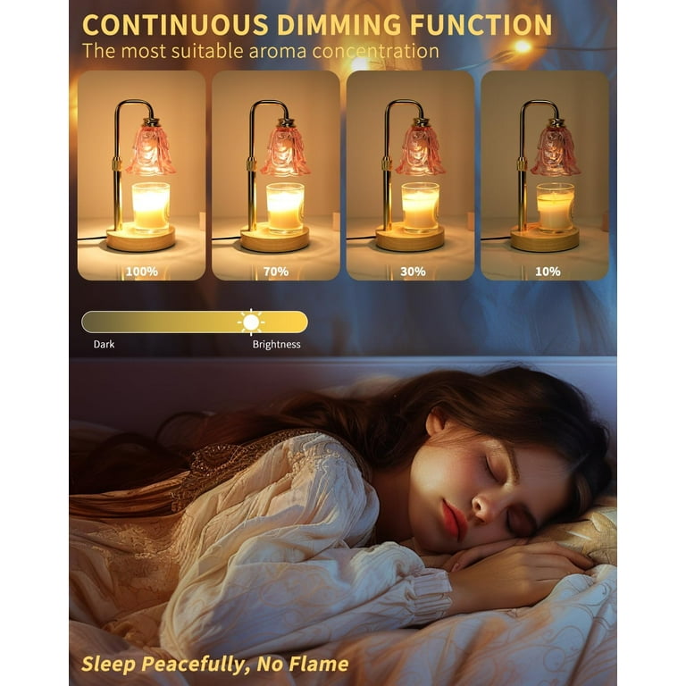 Vicloon Lamp Kaarsenwarmer met 2 Gloeilampen, Kaarsenwarmer met Timer & Dimmer, In hoogte verstelbare kaarsenhouder geurlamp voor potkaarsen, kaarslamp voor Home Decor, Cadeau voor familie en vrienden