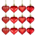 thumbnail image 2 of 12Pcs Heart Ornaments Multi Finish Heart Baubles Hanging Ornaments for Valentine’s Day Decor Mother's Day Christmas Tree Wedding Anniversary Party Decoration(Red), 2 of 7