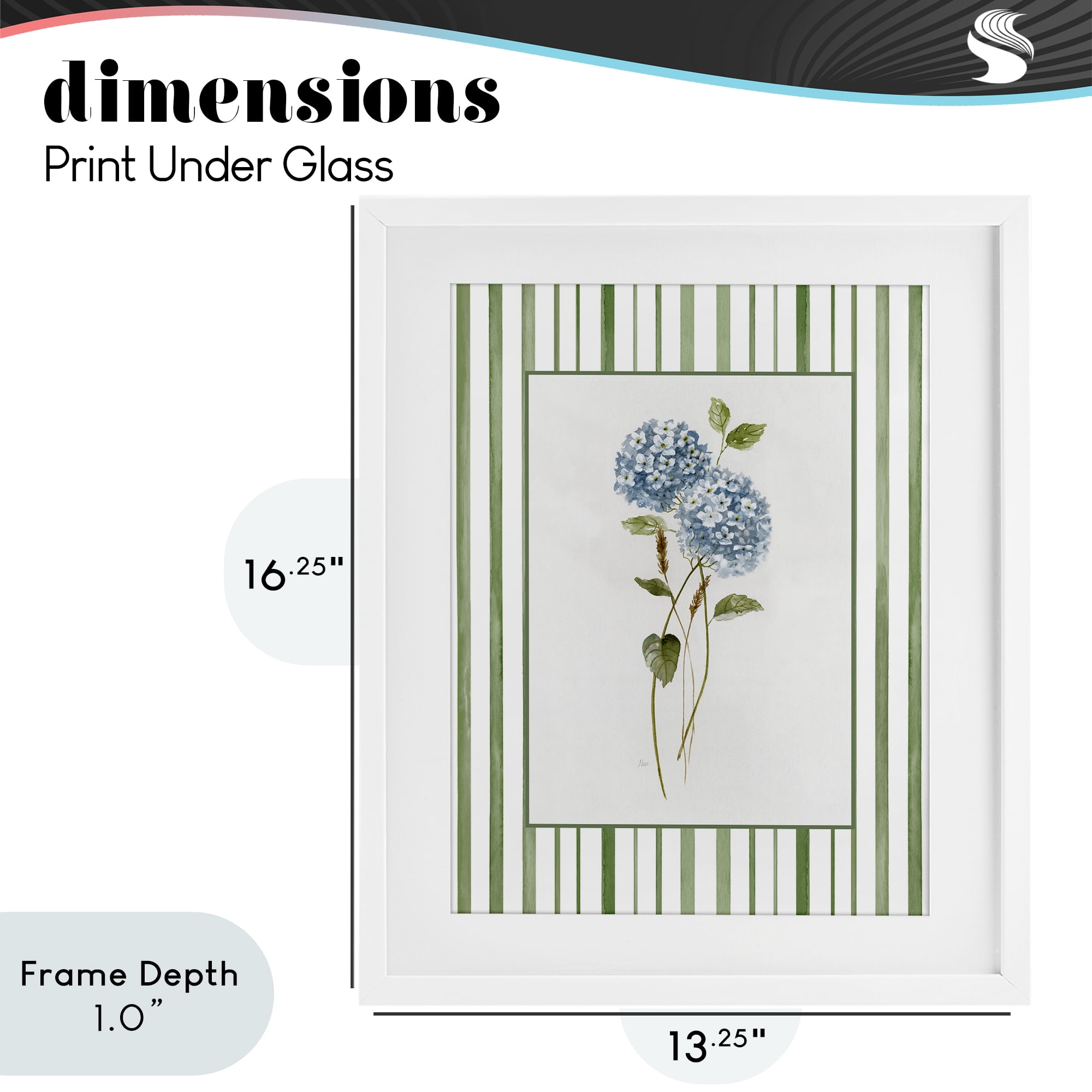Stupell Industries Delicate Hydrangea & Dried Wheat White Framed Print Under Glass, design by Nan