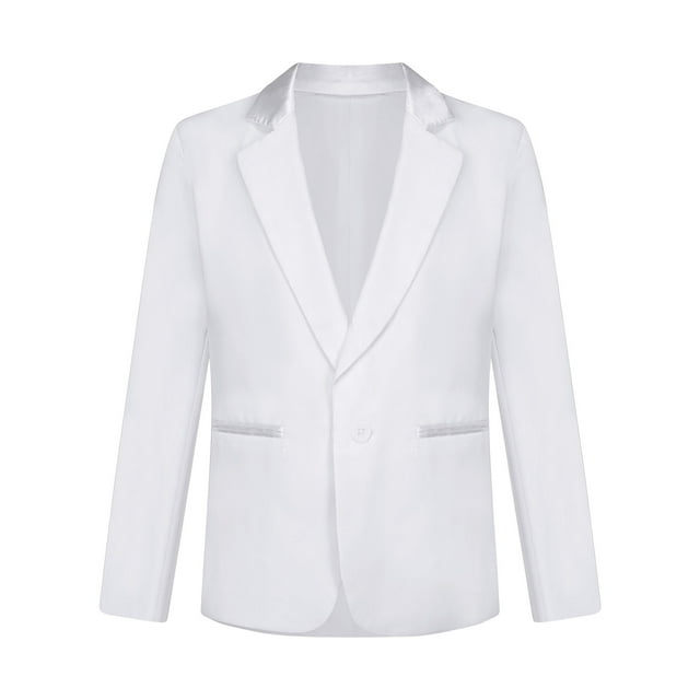 YONGHS Blazer Formel Classique à Col Rabattu pour Garçons Manches Longues un Bouton Veste de Costume de Mariage Anniversaire Blanc 8