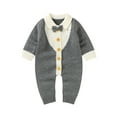 thumbnail image 1 of ZAXARRA Combinaison Bébé Garçon Épissage Couleur Revers Manches Longues Tricotés Rompers, 1 of 9