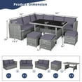 thumbnail image 2 of Gymax Ensemble de Conversation pour Terrasse en Rotin 7 Pcs, Sectionnel, avec Coussins Gris, 2 of 10