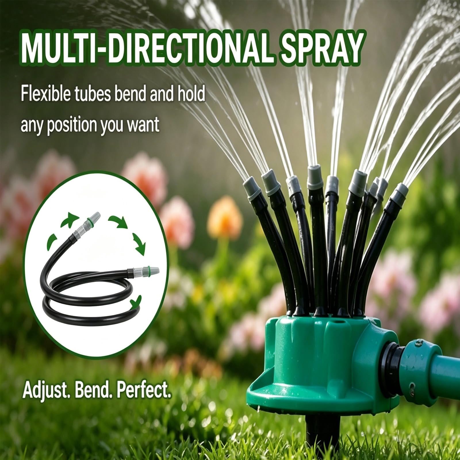 360° Coverage Precision Garden Irrigation Sprinkler with Heavy-Duty Spike Base, Automatic Rotating Lawn Sprinkler, for Yard, Lawn Sprinkler