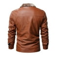 thumbnail image 4 of Clearance Leather Jacket Men Aviator Shearling Bomber Jacket Stand Collar Fleece Lined Zip-Up Leather Jacket Coat, 4 of 5