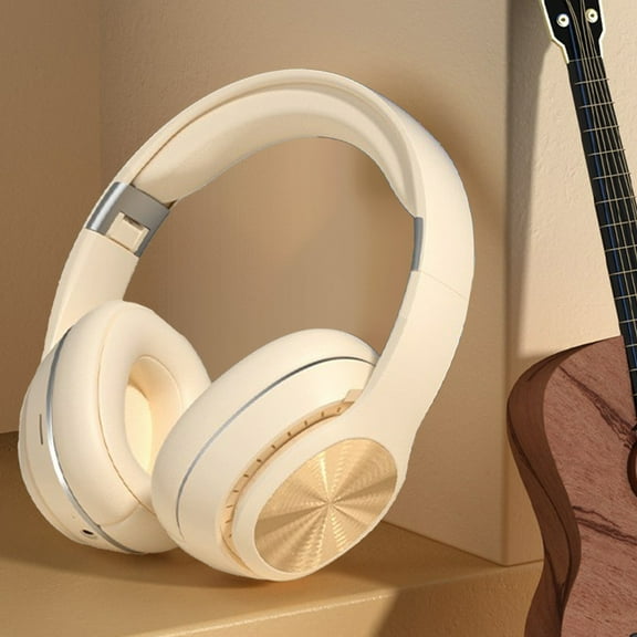 Clearance! Wireless Bluetooth Noise Cancelling Headphones, Over Ear Bluetooth Headphones, HD Call Low Delay, HiFi Stereo Sound, Wired & Wireless Modes, Folding Headset, for Travel, Home, Work Beige