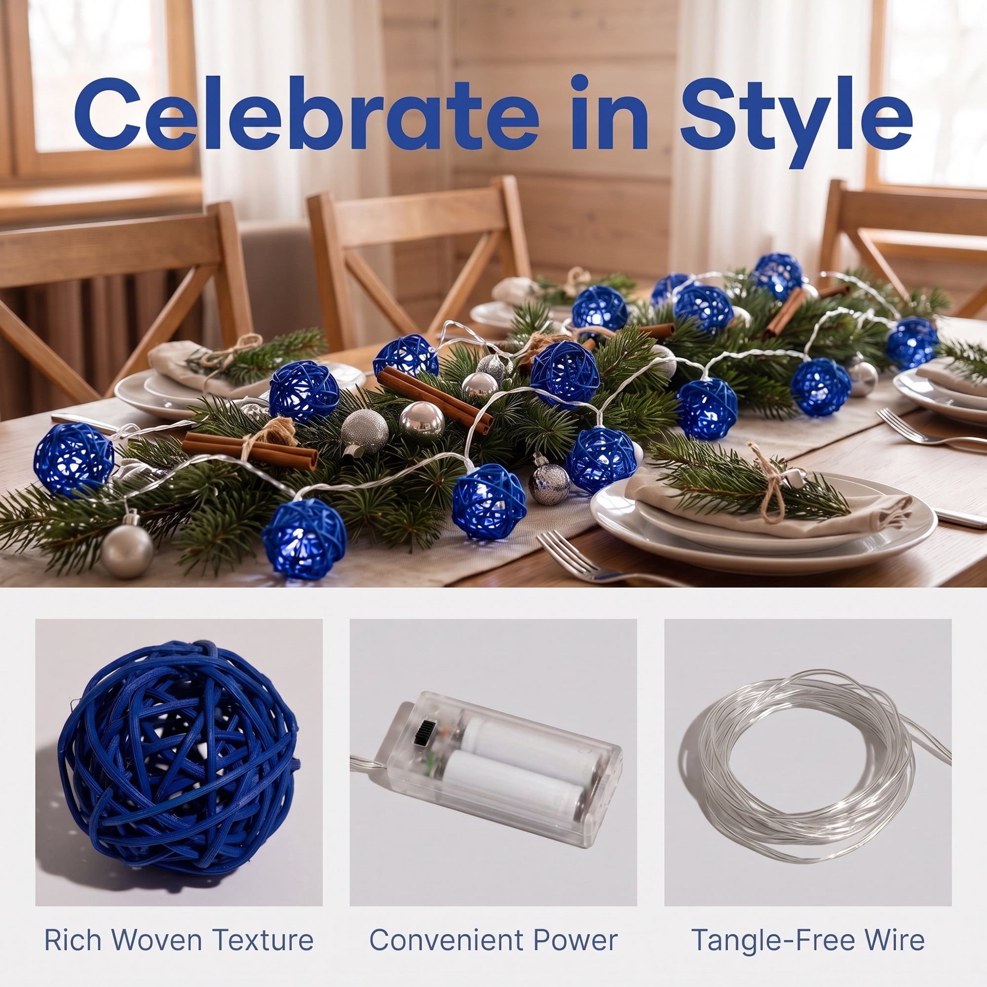 Unique Bargains Lights for Home Use with Flexible Design 6.6 ft Blue Battery Operated