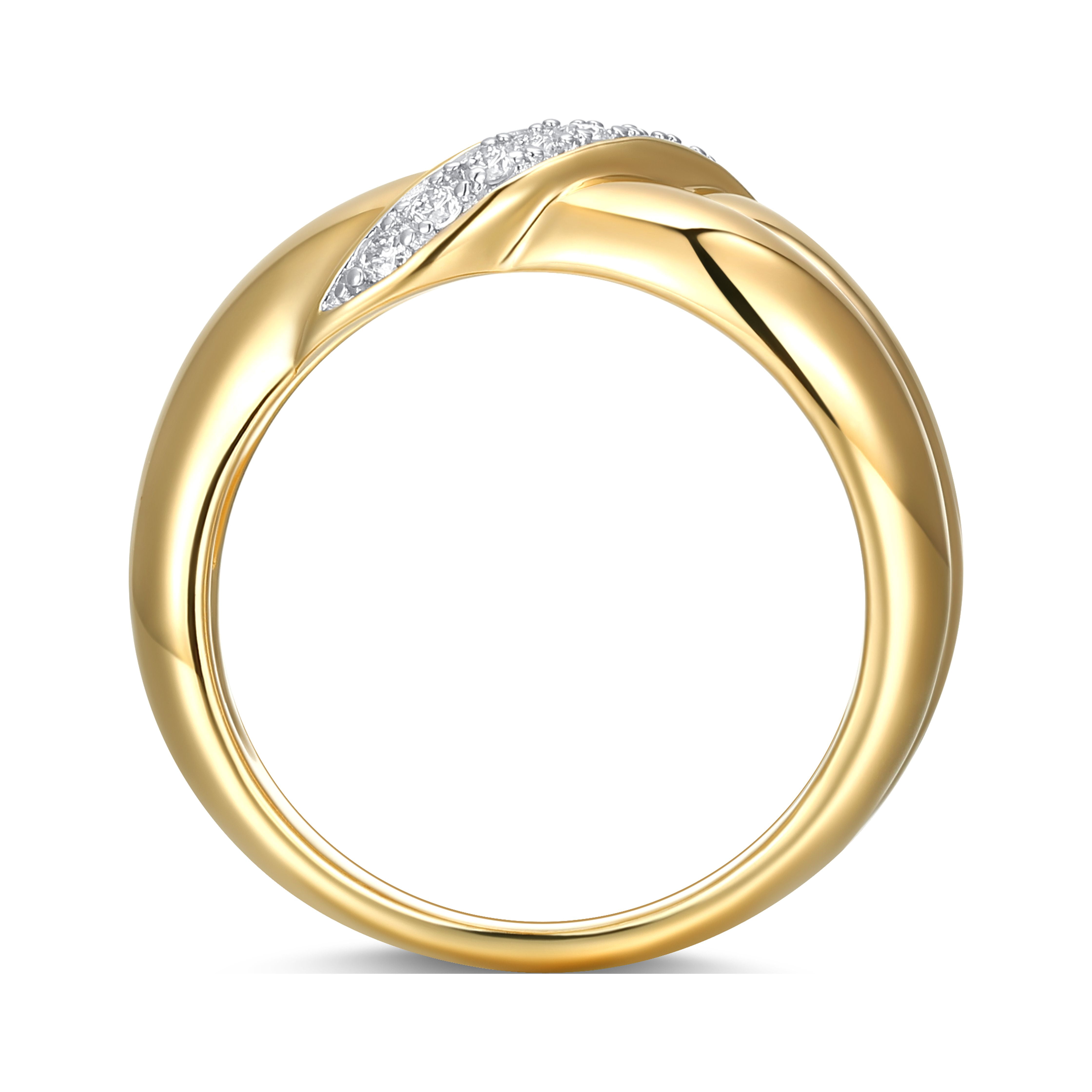 Forever Facets 18k Gold Plated Sterling Silver 1/6 CT TW Lab Grown Diamond Ring, Adult Female
