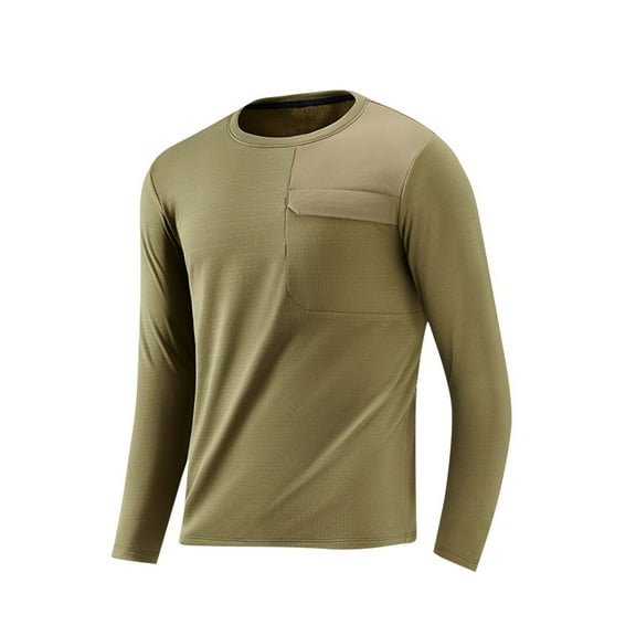 ZCFZJW Athletic T-Shirts for Men Big and Tall Regular Fit Long Sleeve Crewneck Basic Workout Tees Tops Moisture Casual Wicking Fishing Hiking Active Tshirt Army Green XXXXL