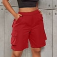 thumbnail image 7 of yillto Women's Cargo Shorts with 6 Pockets Elastic Waist Knee Length Long Hiking Summer Baggy Casual Shorts, 7 of 7