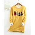 thumbnail image 2 of Ichuanyi Womens Fall Tops, Women Thick Faux Fleece Thanksgiving Sweatshirt Christmas Print Velvet Warm O-neck Underwear Top, 2 of 6