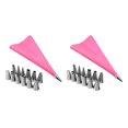 thumbnail image 3 of Decodeary 14 PCS/Set Silicone Pastry Bag Tips Kitchen DIY Icing Piping Cream Reusable 1 Pastry Bags +24 Nozzle Set Cake Decorating Tools pink 2Set, 3 of 6