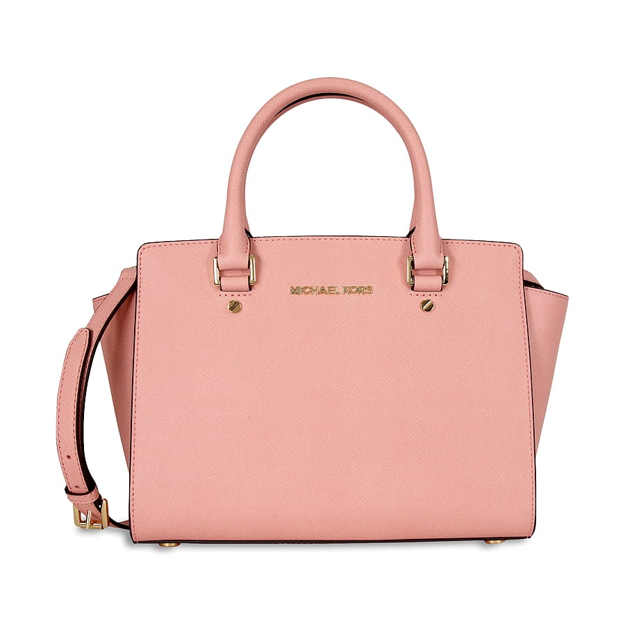 selma saffiano leather medium satchel soft pink