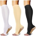 thumbnail image 1 of KEINXS S/M Size Open Toe Compression Socks Knee High Toeless Compression Stockings for Women & Men(3 Pairs Multicolor), 1 of 6