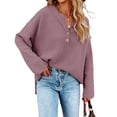 thumbnail image 1 of Sherrylily Fall Women Oversized Sweaters Batwing Long Sleeve Loose V Neck Henley Pullover Knit Jumper S-XL, 1 of 7