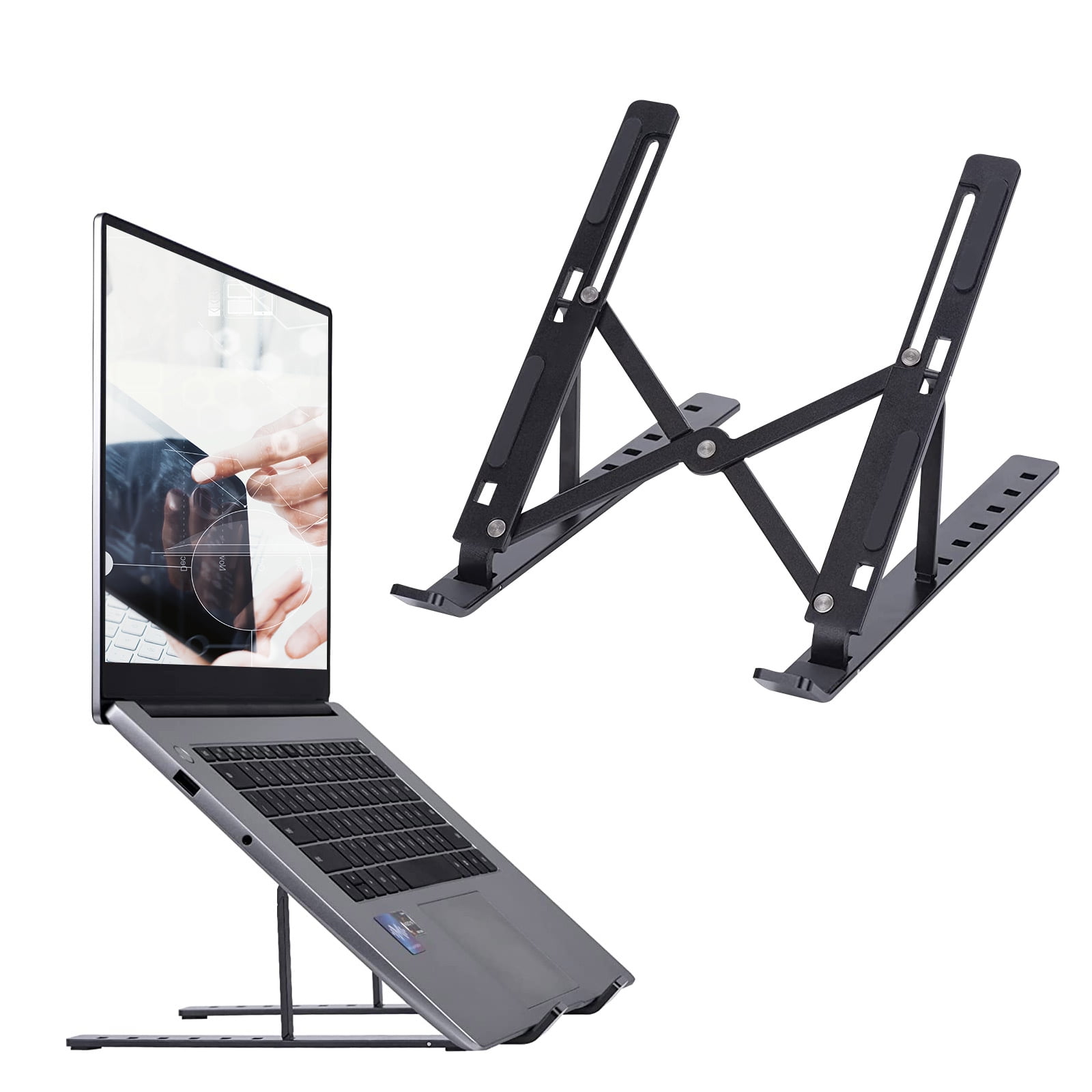 8 Angles Anti-Slip Desktop Riser Compatible with MacBook Dell Lenovo All laptops 10-15.6” Portable Foldable Computer Stand Holder Black HP Laptop Stand for Desk 
