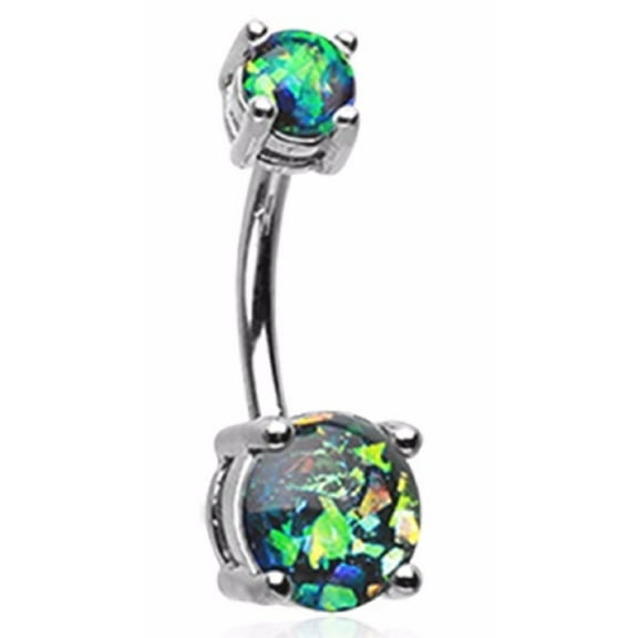 Body Accentz? Belly Button Ring Navel Opal Sparkle Prong Setting 14g