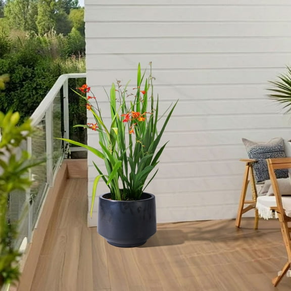 3-Piece Modern Ceramic Flower Pot Set with Drainage Holes – Durable Outdoor & Indoor Planter for Patios, Gardens, and Windowsills – Antique Gray