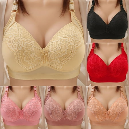 YUGYXL Women s Plus Size Front-Closure Wirefree Bras Bra With No Steel Rings Today s Deals Hot Pink 46