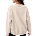 thumbnail image 5 of Hearthz Womens Fleece Sweatshirt Solid Color Drop Shoulder Long Sleeve Crewneck Sweatshirts Women Fall Winter Athletic Workout Pullover Top Khaki M, 5 of 6