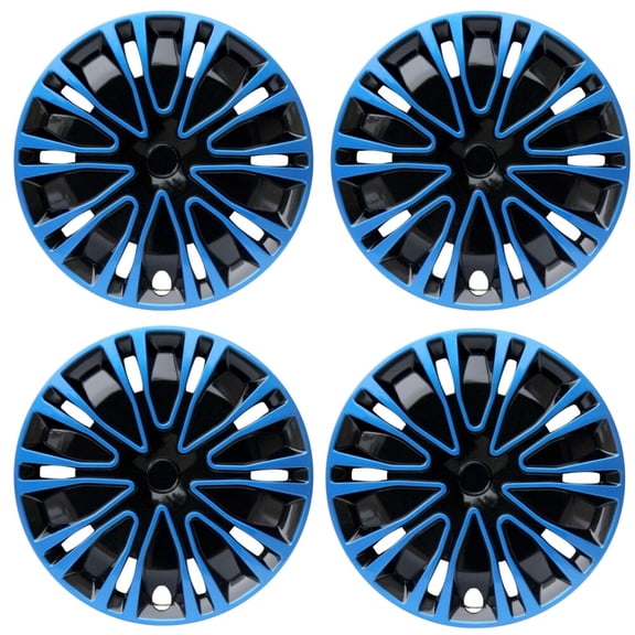 (4-Pack) Premium 16" Black & Blue Wheel Rim Cover Hubcaps for R16 Tire and Rim OEM Style Replacement Snap On Car Truck SUV Hub Cap - 16 Inch Set