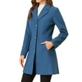 thumbnail image 4 of INSPIRE CHIC Women's Coats Single Breasted Long Outerwear Winter Trench Coat M Dusty Blue, 4 of 6