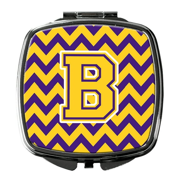 Letter B Chevron Purple and Gold Compact Mirror CJ1041-BSCM