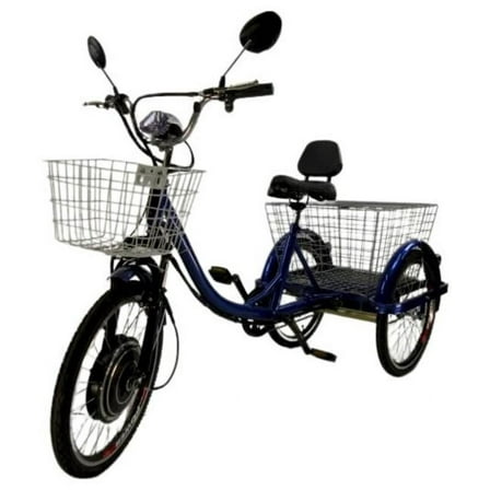 Deluxe 3-Wheel Electric Tricycle for Adults – 1000W Motor, Pedal Assist, Reverse Function, and Cargo Basket