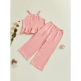 thumbnail image 4 of Miaouyo Baby Girl 2Pcs Summer Outfits Sleeveless Ruffle Cami Tops + Wide Leg Pants Set Toddler Clothes, 4 of 9