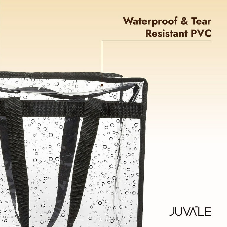 Juvale 2 Pack Stadium Approved Clear Tote Bags, 12x6x12 Large Plastic Beach  Bags with Handles