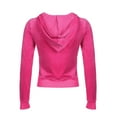 thumbnail image 6 of Zip Up Hooded Sweatshirts For Women 2024 Fall Winter Vintage Velvet Thermal Pullover V-Neck Long Sleeve Relaxed Fit Hooded Sweatshirt Tops With Pocket 2024 Hot Pink M, 6 of 7