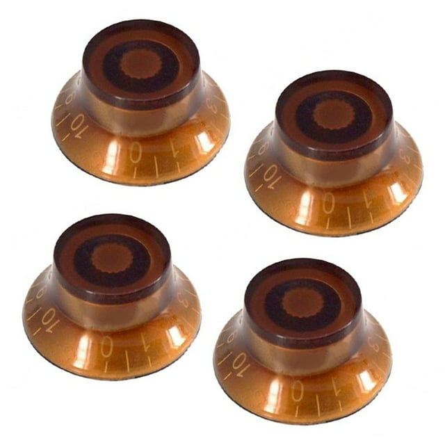 4Pcs Top Hat Speed Control Hand Volume Tone Control Knob for Electric Guitar Dark Brown