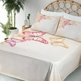 thumbnail image 3 of Ambesonne Nature Fitted & Top Sheet Set with Shams, Paper Cut Image, Yellow Red Beige, 3 of 5