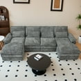 thumbnail image 4 of 110" U-Shaped Modular Sectional Sofa Cloud Couch in Grey Chenille, Memory Foam, Double Chaise Lounge for Living Room & Office, 4 of 11