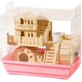 thumbnail image 1 of Solid wood shelter acrylic feeding box large space hamster cage, 1 of 6