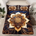 thumbnail image 2 of Feelyou Mandala Lotus Flower Twin Sheet Sets, Western Bohemian Damask Twin Fitted Sheet, Teens Adult Girls Women Flat Sheet, Ultra Soft Bedroom Decor, 3pcs, 2 of 7