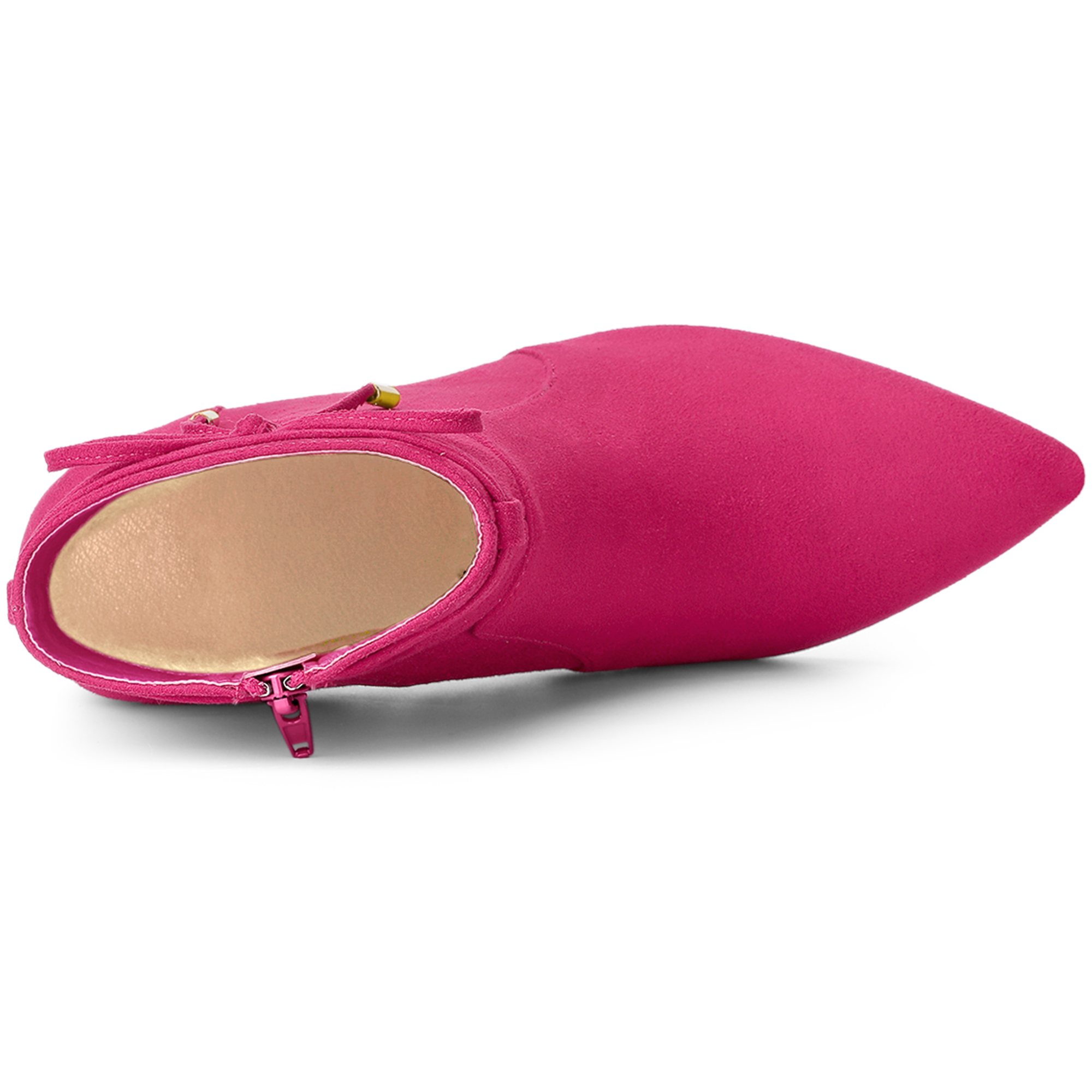 DARING DIVA Pointed Toe Chunky Heel Zipper Ankle Boots Hot Pink 7