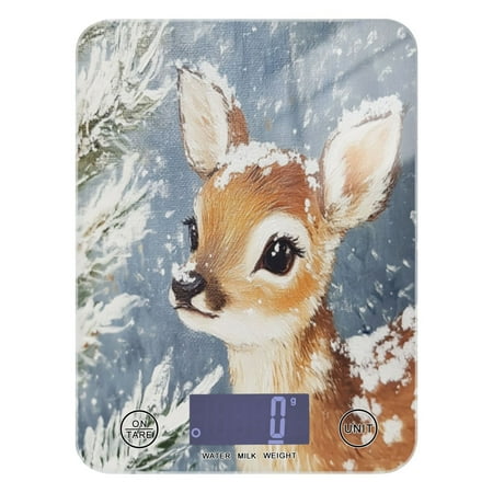 

Kitchen Electronic Scale Food Scale 7.68x5.71 inch Multifunctional Digital Kitchen Scale Tempered Glass Decorative Baking Cooking Meal Preparation Christmas Lovely Snow Deer