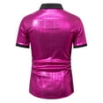 thumbnail image 4 of WREESH Men's Slim Short Sleeve Lapel Shirt Casual Sports T-Shirt Top with Graphic Prints Men's Stylish Summer Half Sleeve Button Up Shirt Hot Pink, 4 of 8