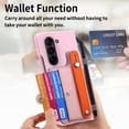 thumbnail image 4 of for Samsung Galaxy Z Fold 6 Wallet Case with S Pen Slot & Wristband Bracket, Built-in Tempered Glass Screen Protector Card Holder Anti-drop Matte Skin Friendl Hard PC Shockproof Cover, Pink, 4 of 8
