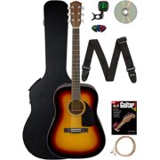 Fender CD-60 Dreadnought Acoustic Guitar with Hard Case, Strap, Tuner, Strings, Picks, Instructional Book, DVD and Austin Bazaar, Sunburst
