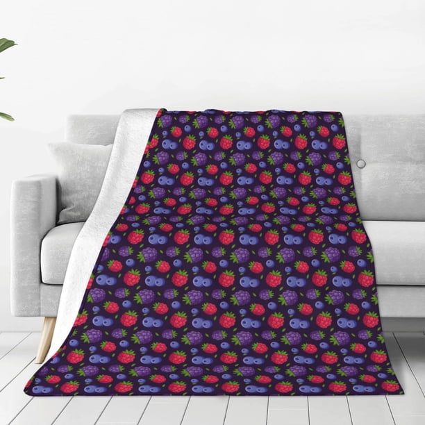 Balery Blackberries Manta de Felpa Suave y Acogedora – Cobija de Franela Aterciopelada para Cama, Lavable y Cálida para Sofá, Mascotas, Transpirable-80"x60"