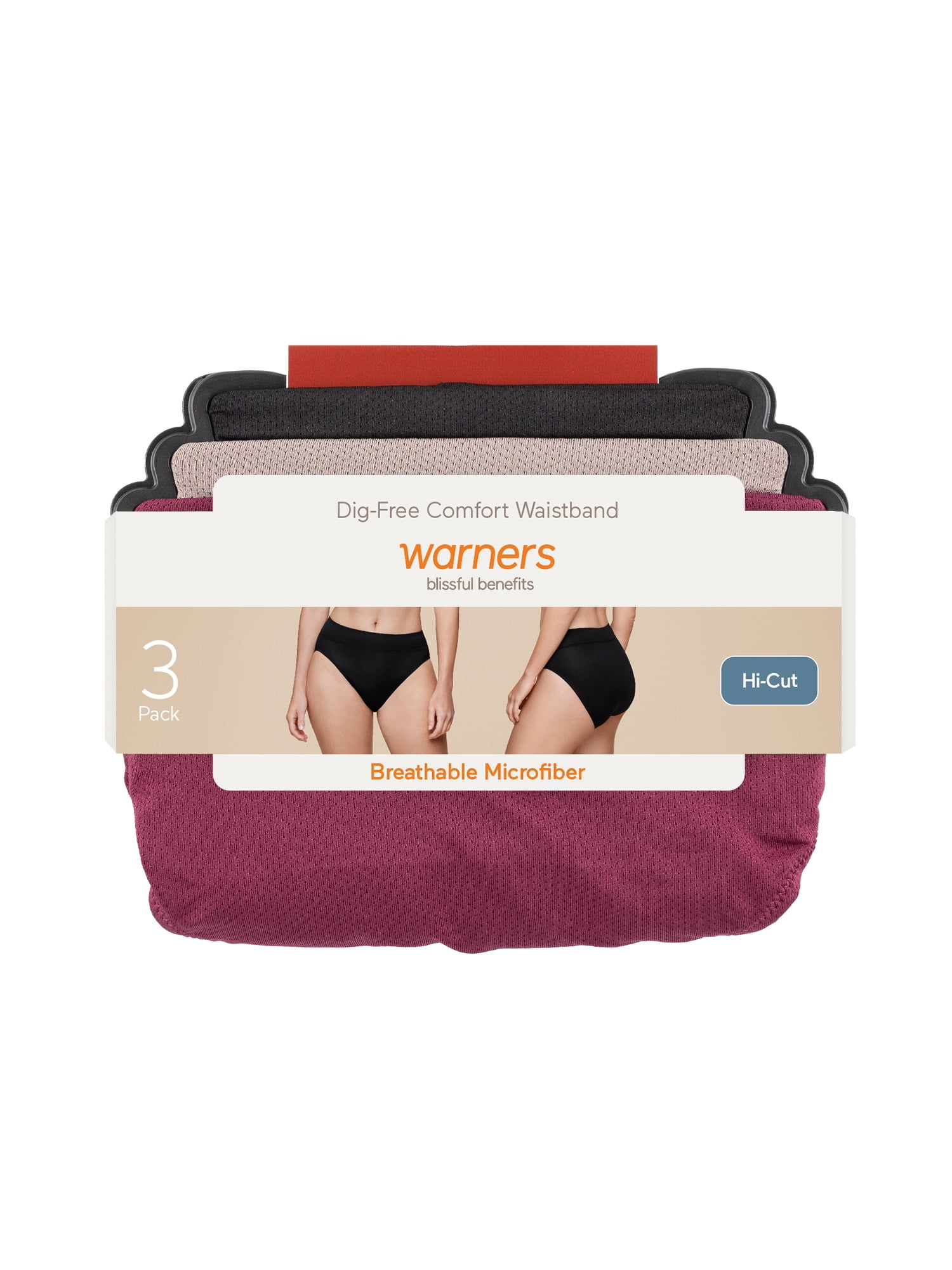 Warners® Blissful Benefits Women's Dig-Free Breathable Microfiber 3-Pack Hi-Cut