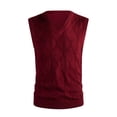 thumbnail image 1 of ameIAEA Men's Sweater Vest V Neck Cable Knitted Sleeveless Solid Color Pullover Sweater Fall Winter, 1 of 3