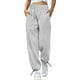 thumbnail image 2 of Pantalones anchos con cordón para mujer: pantalones deportivos de color liso para uso informal y de invierno, 2 of 7