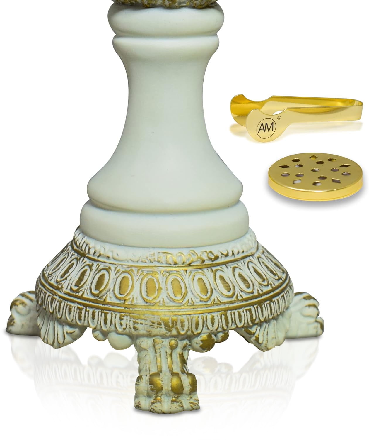 AM Incense Burner Resin Luxury White Globe Charcoal Bakhoor Burners for Your Favorite Arabian Oud Jasmin or Any Other Incense in Powder or Tablet Form for Office & Home Decor