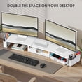 thumbnail image 4 of White Dual Monitor Stand Riser, Metal Desk Organizers and Accessories with Drawer and 2 Pen Holders, Computer Monitor Stand for Desk, 4 of 13